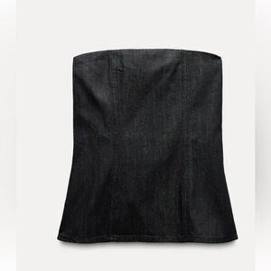 Zara DENIM BANDEAU TOP ZW COLLECTION size XS | BLUE REF 9632/254